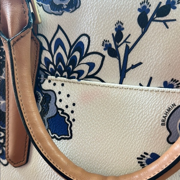 Brahmin Blue Delft Duxbury Tote Floral Blue and White Bag - Picture 6 of 10